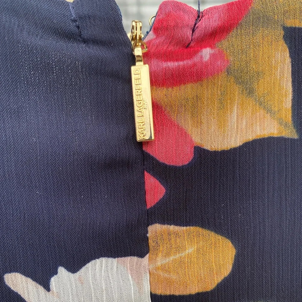 Karl Lagerfeld Paris Floral Chiffon Midi Wrap Dress Size 2 - Picture 9 of 15